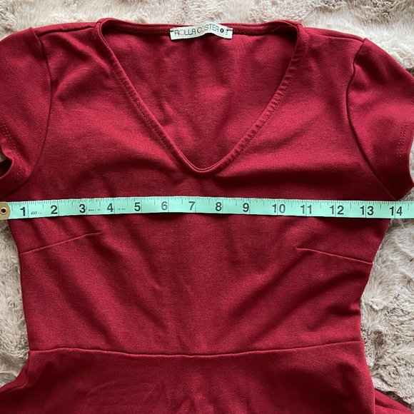 ๐2/$30๐ Deep red fit and flare dress - size small - Picture 6 of 7
